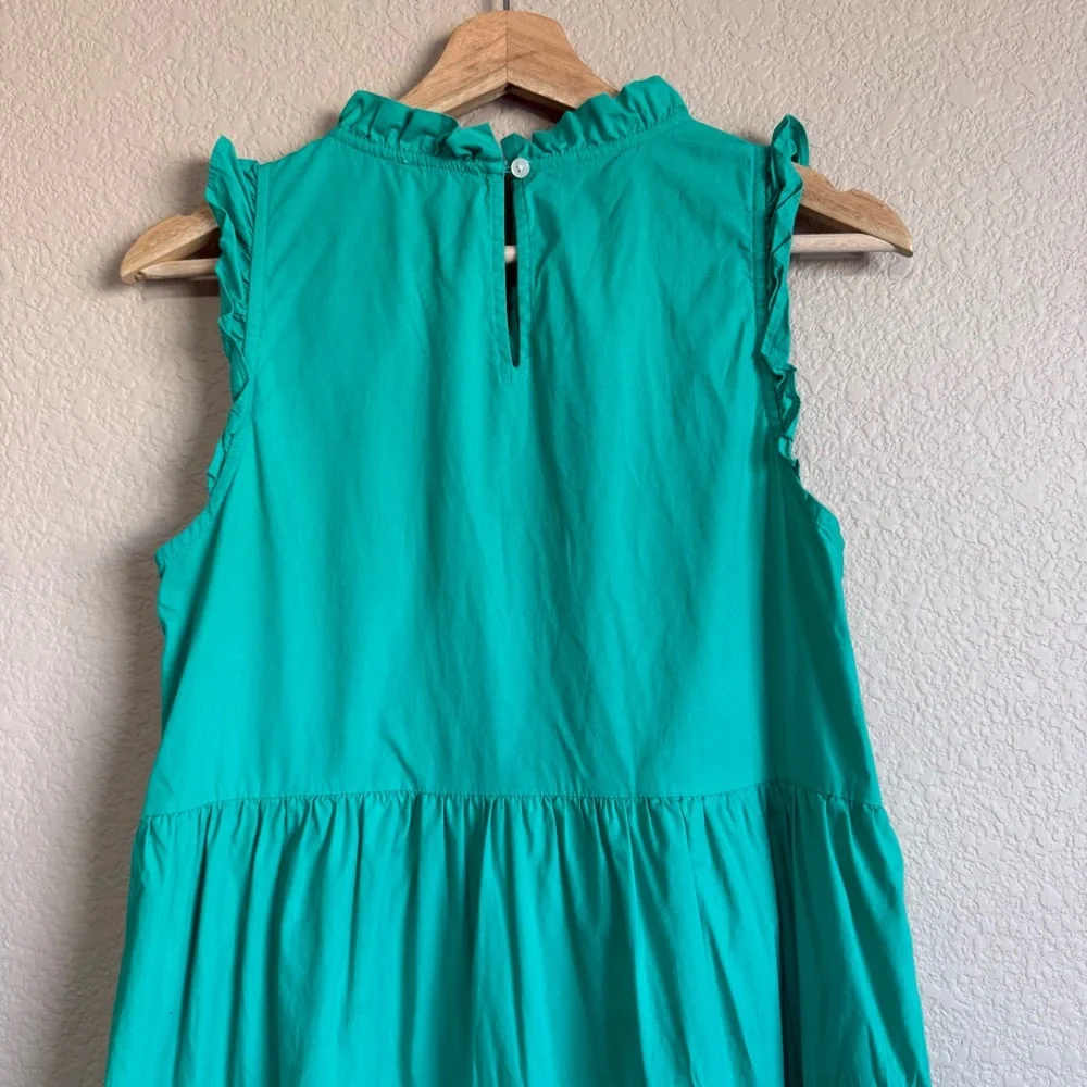 J.Crew Green Sleeveless Ruffles Tiered Poplin Midi A-Line Tank Dress Size 4